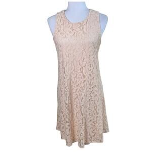 Tommy Hilfiger Size 12 Sleeveless Lace Floral Shift Dress Blush Pink Peach